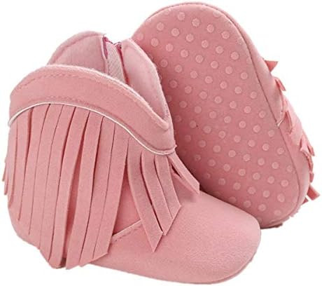 WILLFUN Baby Girls Boots with Tassels Infants Soft Sole Shoes Toddler Zipper Short Bootie | Amazon (US)