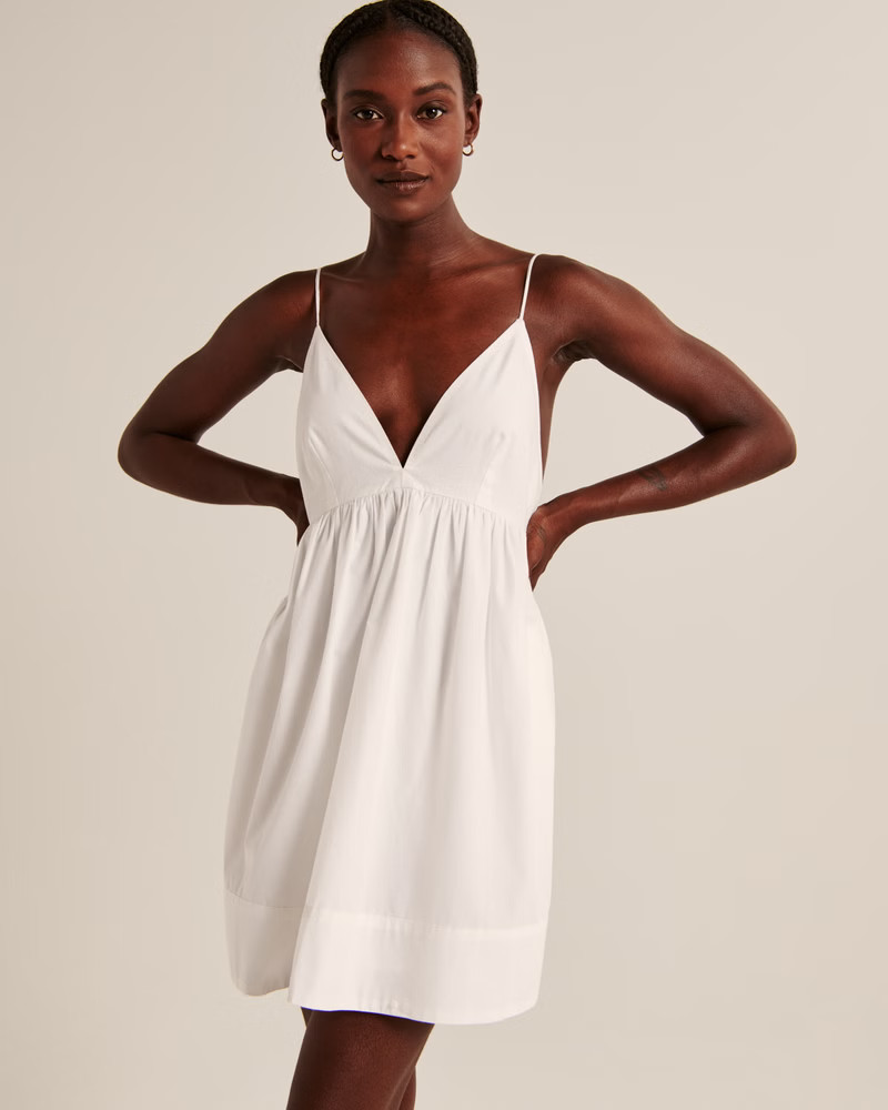 Women's V-Neck Babydoll Mini Dress | Women's Dresses & Jumpsuits | Abercrombie.com | Abercrombie & Fitch (US)