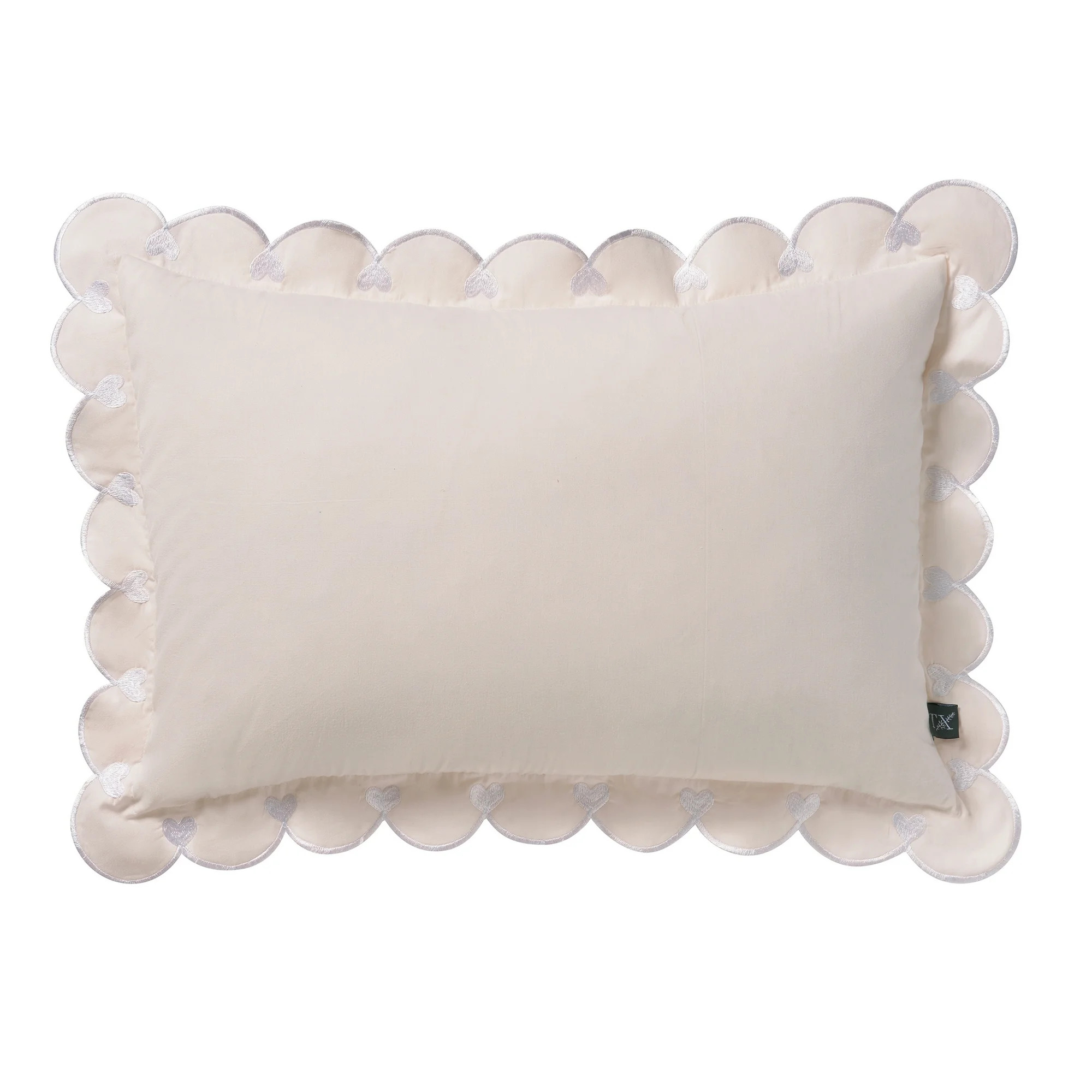 My Texas House 14" x 20" Pink Scallop Embroidered Hearts Cotton Decorative Pillow Cover | Walmart (US)