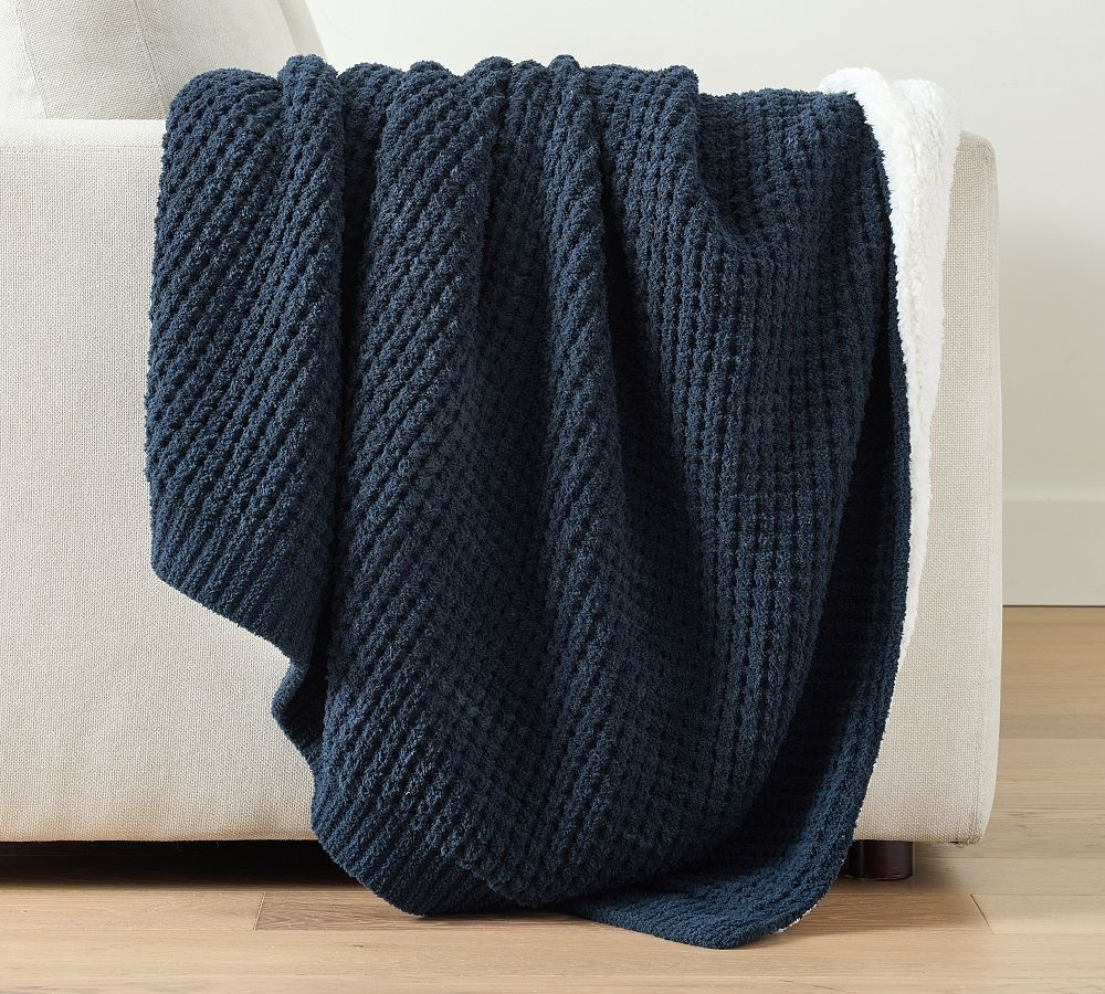 Chenille Waffle Sherpa Back Throw | Pottery Barn (US)