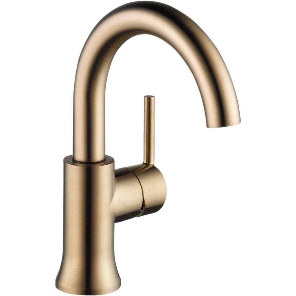 Trinsic Single Hole Single-Handle Bathroom Faucet with Metal Drain Assembly in Champagne Bronze | The Home Depot