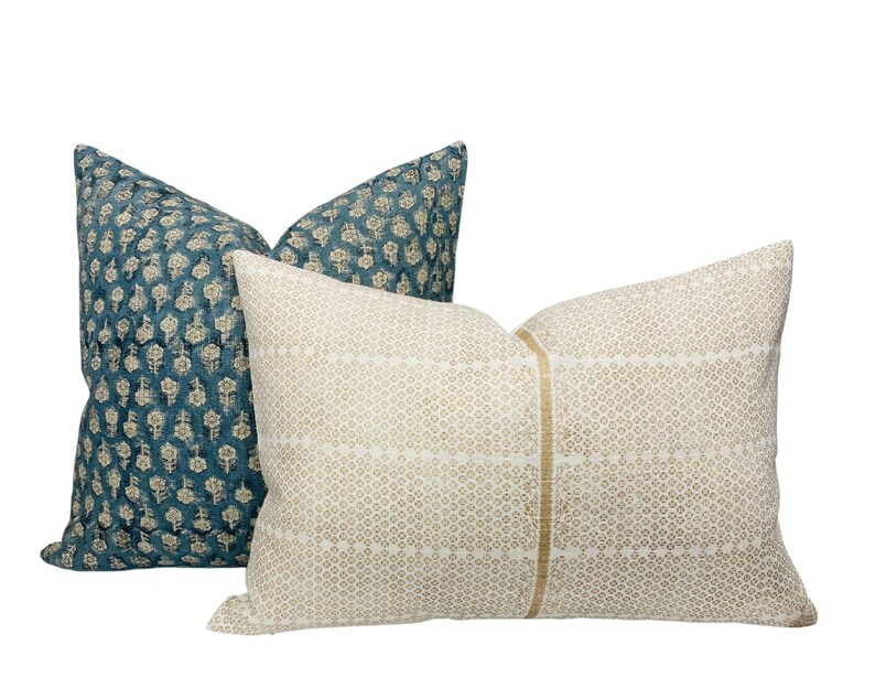 Floral Pillow Cover in Teal Blue, Designer Pillow Covers, Decorative Pillows | Etsy (US)