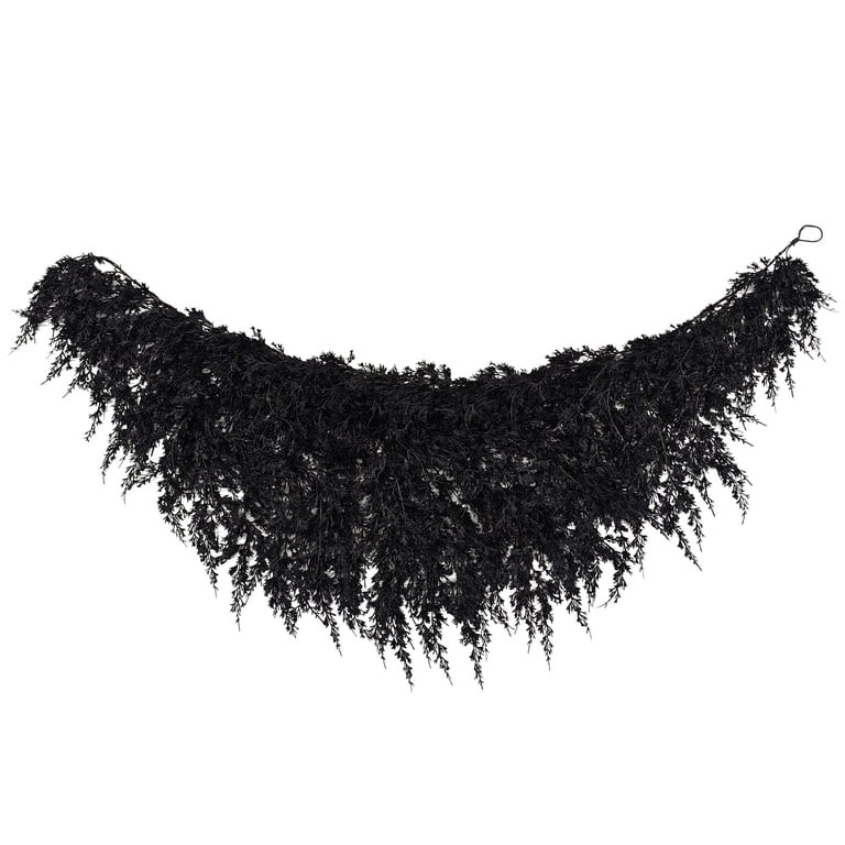 My Texas House Halloween Drapey Faux Cedar Garland, Black, 6' | Walmart (US)