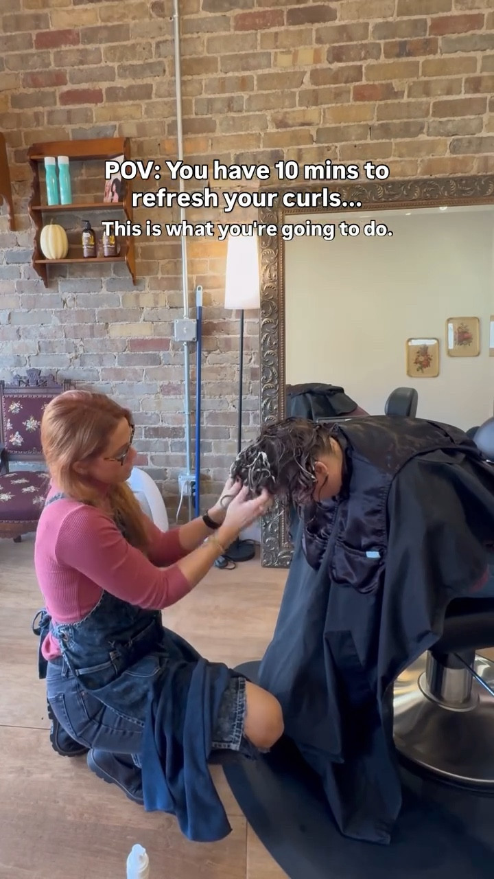 Please don’t make a curl refresh harder than it needs to be. 

Here is exactly how you’ll spend those 10 minutes to get the best refresh of your life…

Wet it. No, not dampen it. WET it.

Apply MINIMAL product. If you have the right products, they’re water-soluble and will reactivate with the wet hair. A little goes a very long way here.
Brush and separate with a curly brush. The Bounce CUrl is my favorite. The sections are perfect for most hair types.

Scrunch out some of the moisture with a towel.

Mousse. Again, VERY light application here.

Diffuse with your blowdryer. Try to go lighter on the heat setting.

Scrunch any crunch out + fluff!

Comment “REVIVE” and I’ll send you a link to products I love for curl refreshing!
.
.
.
#howtorefreshcurls
#curlyhairrefresh
#curlyhairproducts
#curlyhairroutine
#curltransformation
