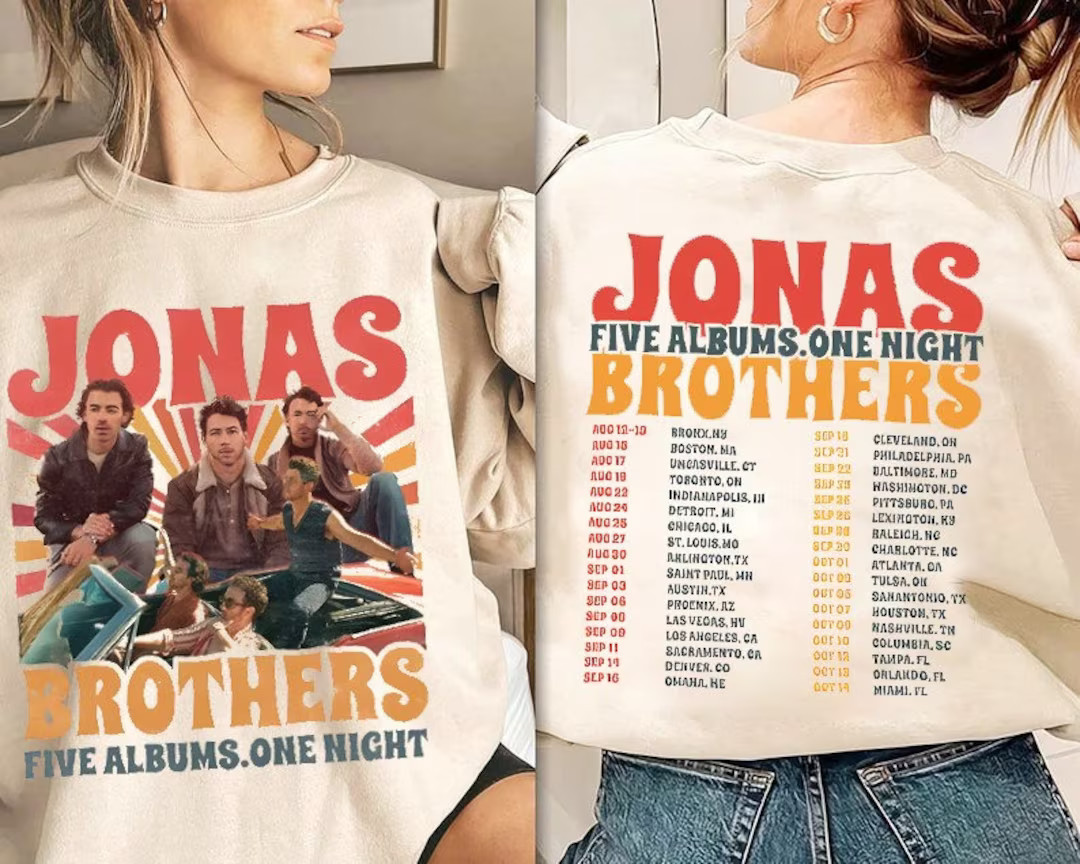 Vintage Jonas Brothers Tour Comfort Colors 2 side Shirt, Jonas Brothers Shirt, Joe Jonas Homage s... | Etsy (US)