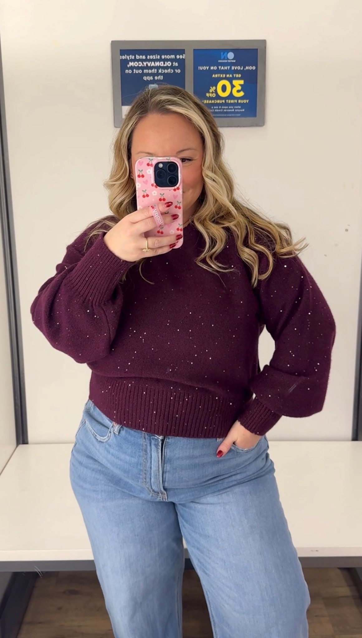 Old navy try on 
Sparkle crew neck sweater size LARGE PETITE 
Jeans size 14 SHORT 

Holiday sweater, winter style, workwear, holiday gifts, gift ideas, gifts for her, winter wear, Winter sweater, jeans, American Eagle 

#LTKHoliday #LTKOver40 #LTKMidsize