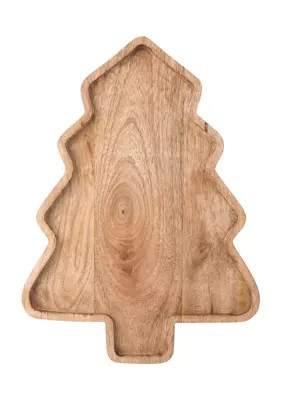 Bazaar Christmas Tree Wood Serving Tray | Belk