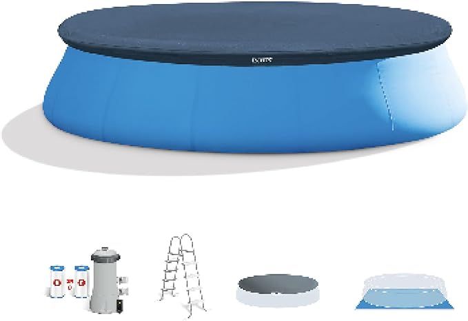 Intex Easy Set 15 Foot Round Inflatable Outdoor Backyard Above Ground Family Swimming Pool with L... | Amazon (US)
