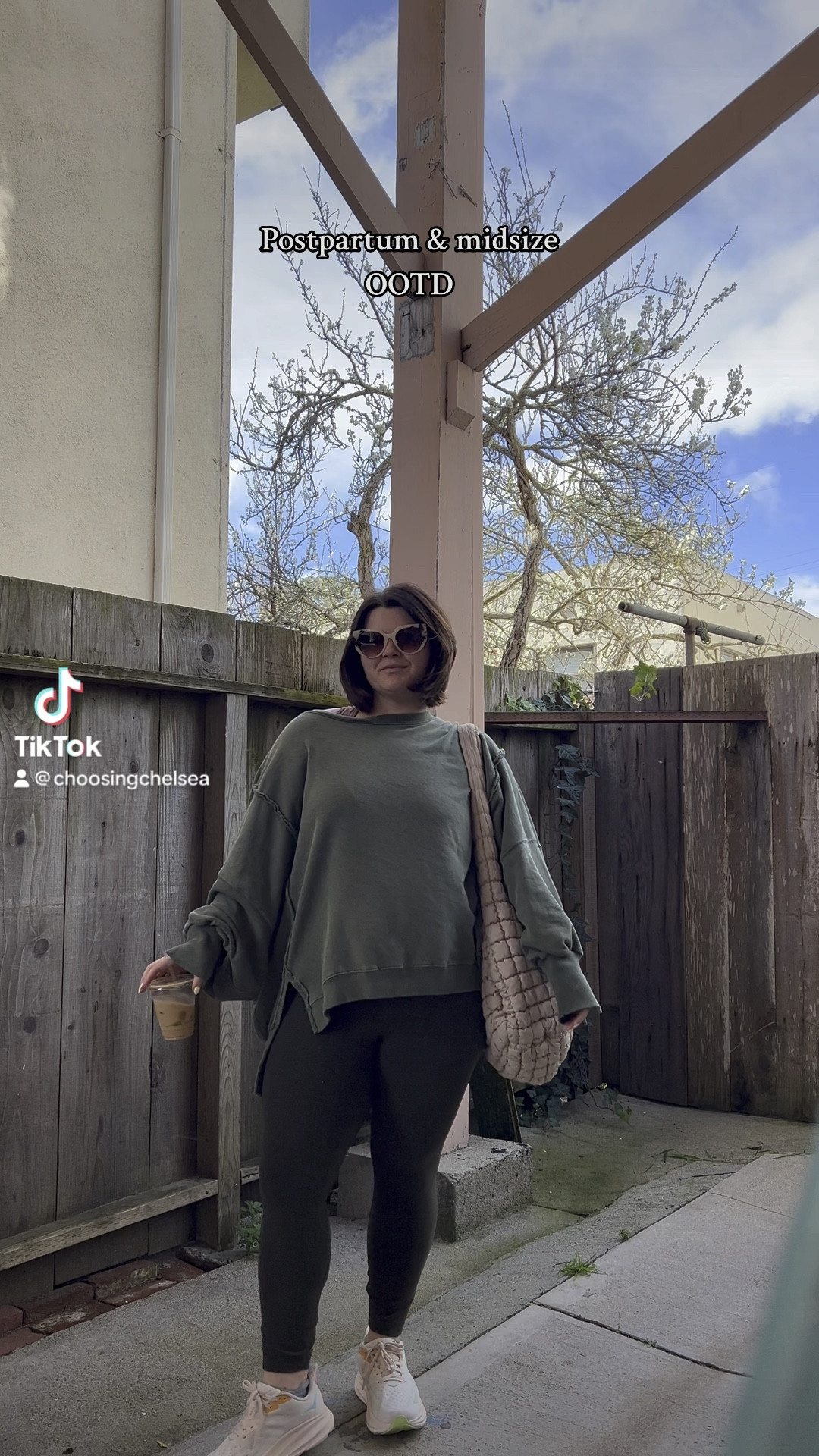 A casual midsize postpartum outfit slay?? And a monochromatic moment for the win. Free people crew size large, align leggings size 10, 23” length . Linking similar crews from Aerie that are more affordable!

#LTKfitness #LTKshoecrush #LTKmidsize