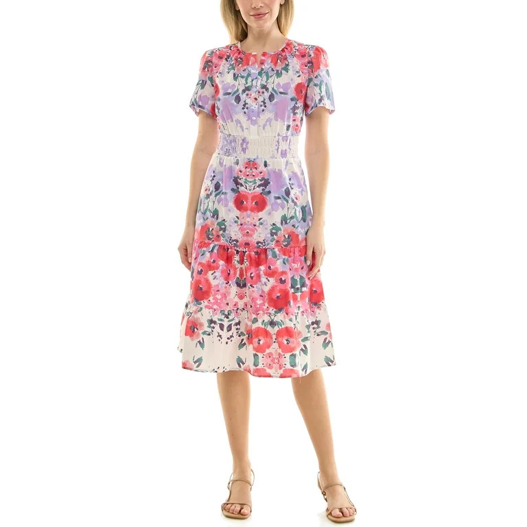 Nanette Lepore Split Neck Cotton Midi Dress | Walmart (US)
