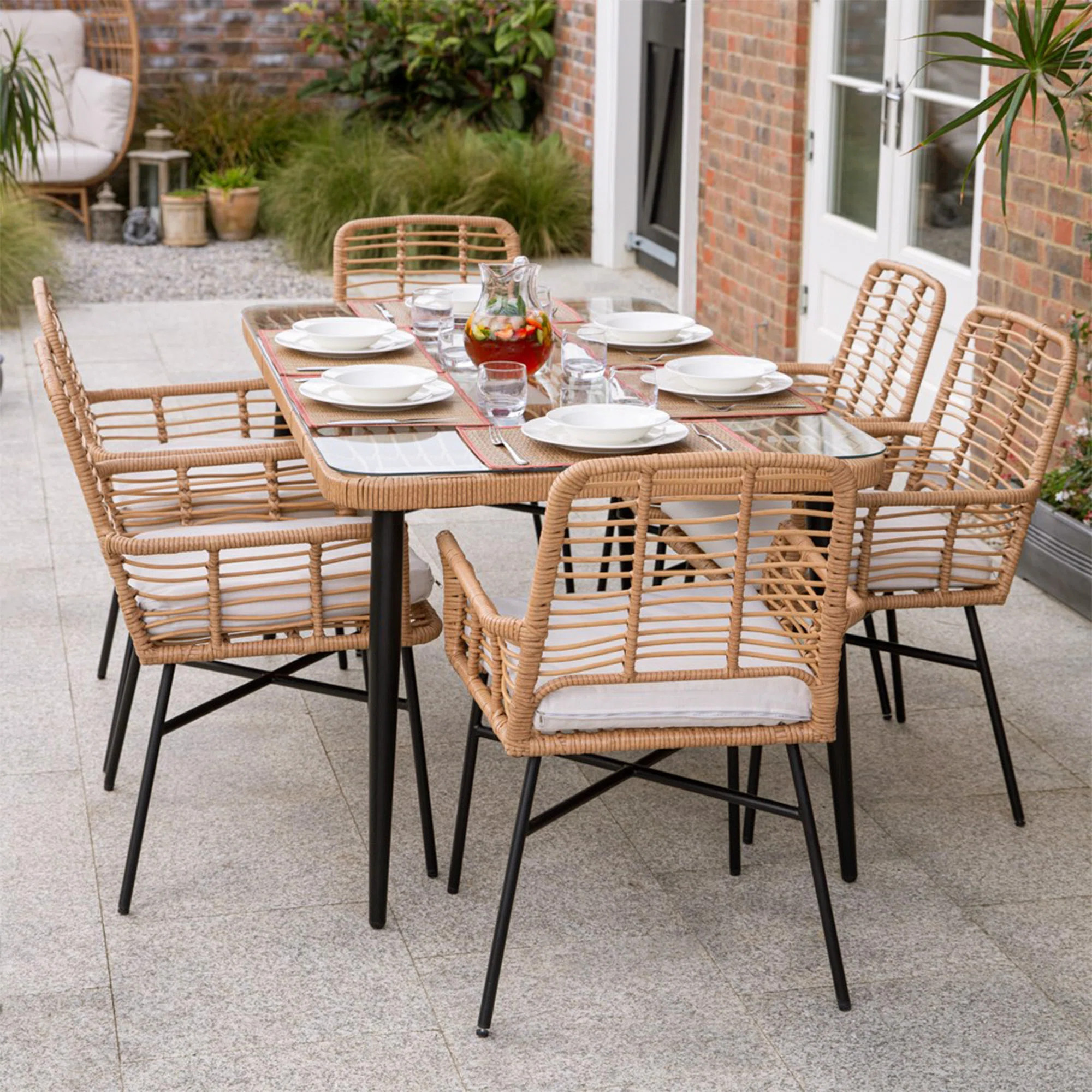 Kuwan 6-Person Rectangular Outdoor Dining Set with Cushions | Wayfair North America