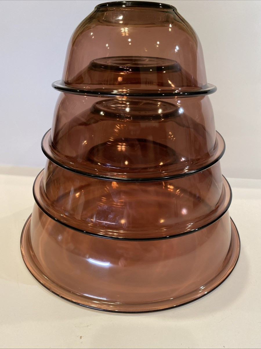 PYREX Cranberry 4 Mixing Nesting Bowls Set 322 323 325 326 4L 2.5L 1.5L 1L Glass | eBay US