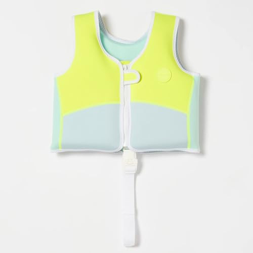 SUNNYLiFE Swim Vest - Constructed with Neoprene Plus a Secure Front Zip and Develop Water Confidence. | Toddler Swim Vest (Salty The Shark | Aqua Neon Yellow, 2-3) | Amazon (US)