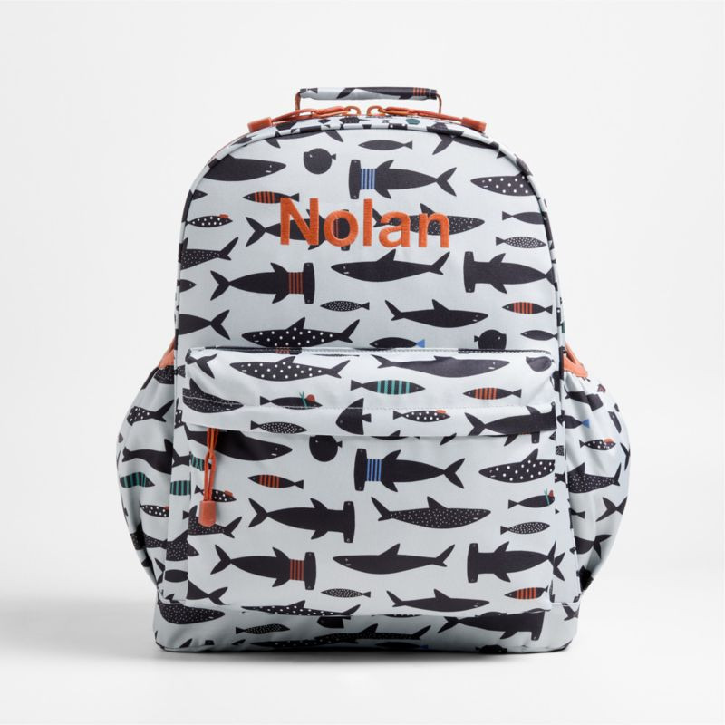 Shark School Large Kids Backpack with Side Pockets + Reviews | Crate & Kids | Crate & Barrel