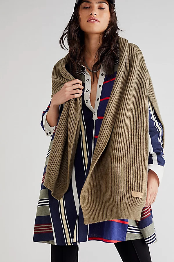 University Rib Sweater Scarf by Free People, Olive, One Size | Free People (Global - UK&FR Excluded)