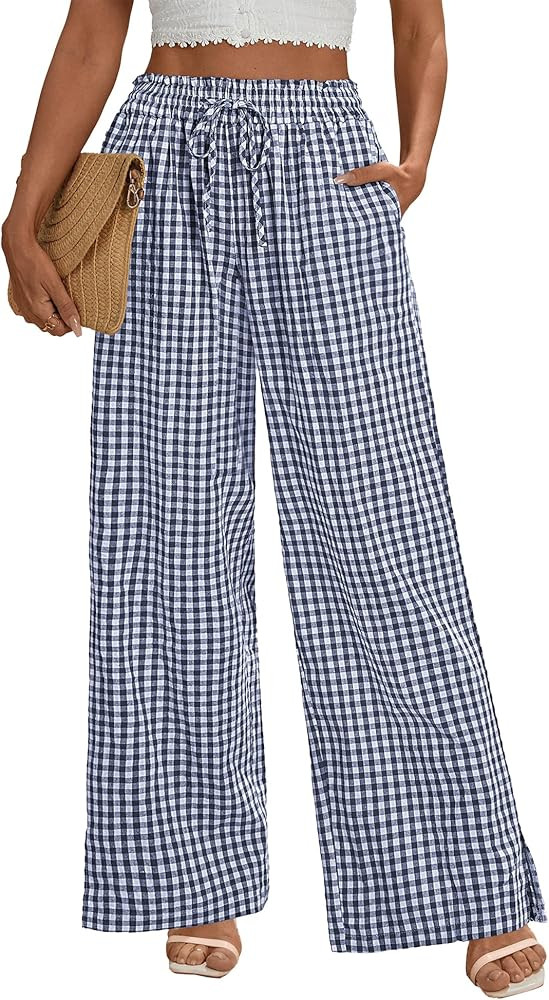 Rapbin Wide Leg Pants Woman Palazzo Pants High Waisted Drawstring Spring Summer Casual Flowy Trou... | Amazon (US)