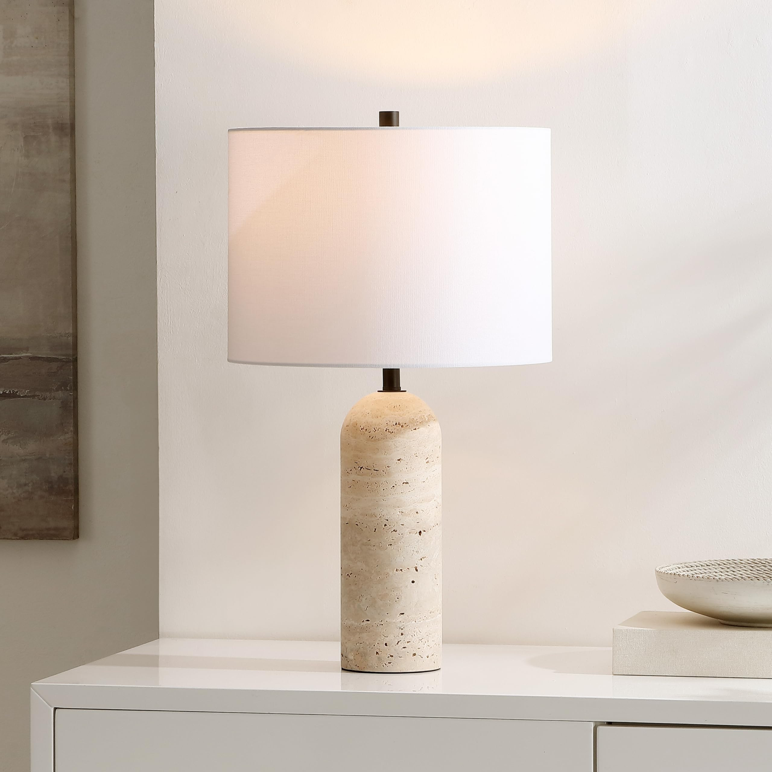 SAFAVIEH Lighting Collection Jolene Ivory Travertine 24-inch Table Lamp for Bedroom, Living Room,... | Amazon (US)
