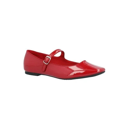 Time and Tru Women's Faux Leather Mary Jane Flats, Wide Width Available | Walmart (US)