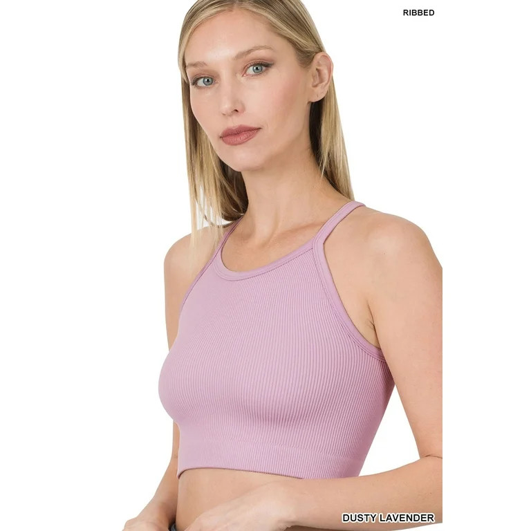Zenana Women Seamless Ribbed Knit Cropped Cami Tank Top | Walmart (US)