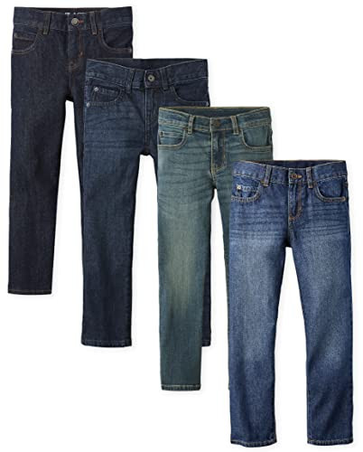The Children's Place Boys Basic Straight Leg Jeans,Carbon Wash/Deep Blue Wash/Dk Juptier/Dk Rinse Wash 4 Pack,5 | Amazon (US)