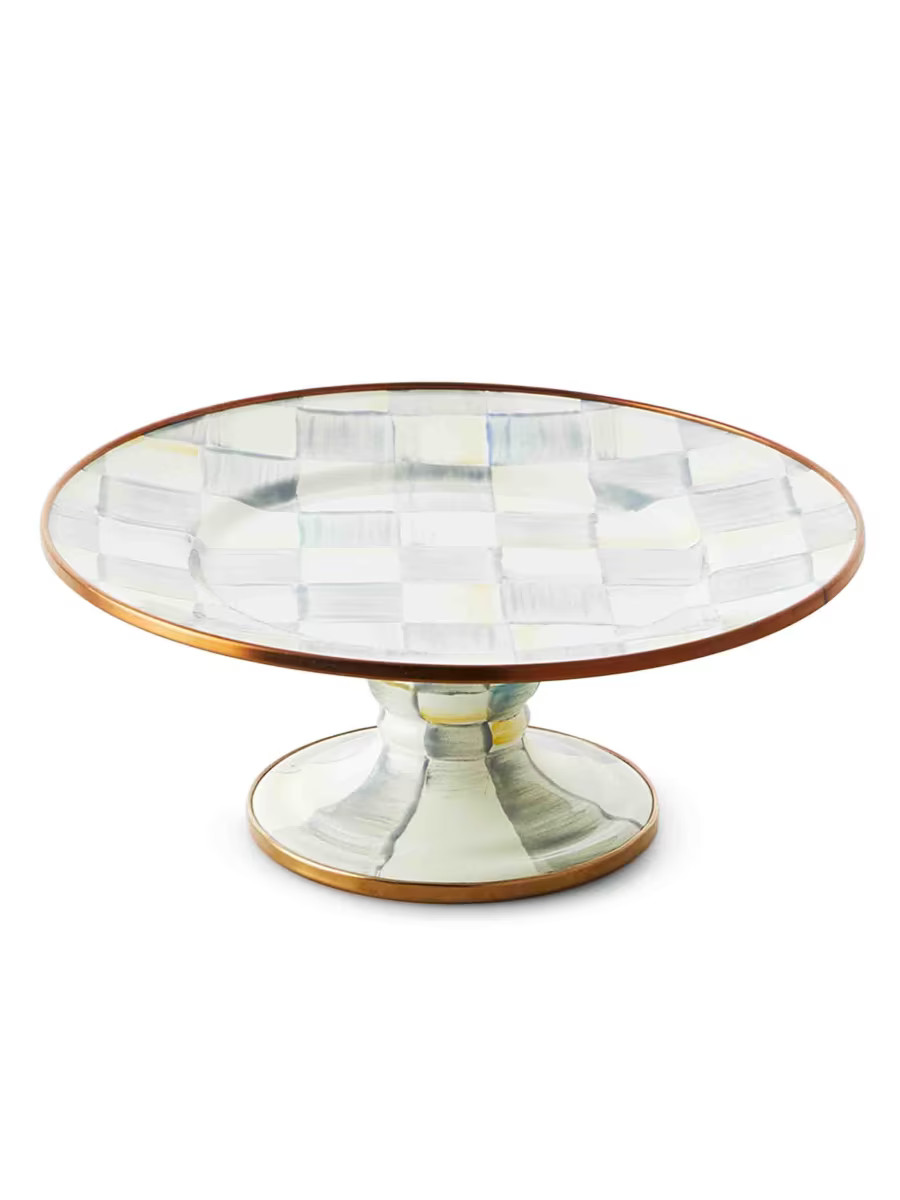 Sterling Check Enamel Mini Pedestal Platter | Saks Fifth Avenue