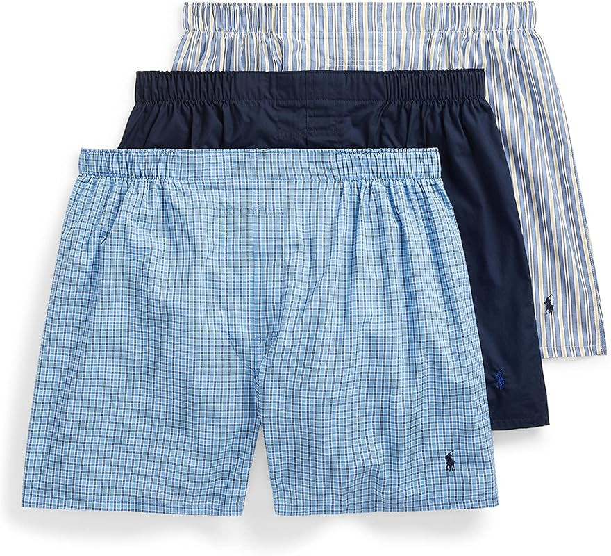 POLO Ralph Lauren Men's Classic Fit Cotton Woven Boxers 3-Pack | Amazon (US)