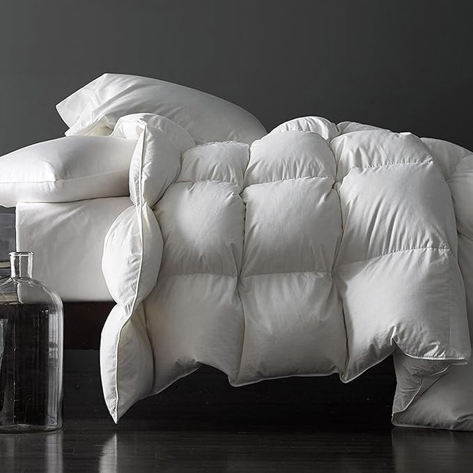 Royoliving Premium Feathers Down Comforter King Size White Heavyweight Thickened 100% Cotton Cove... | Amazon (US)