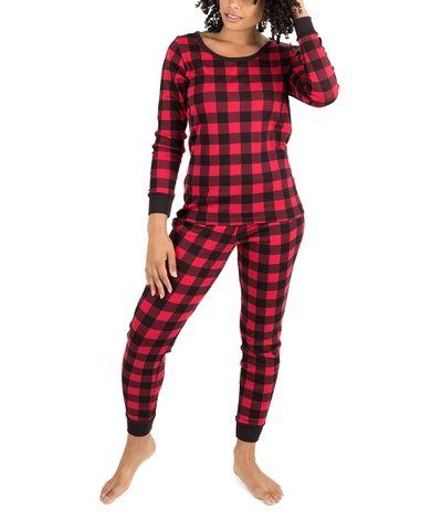Leveret | Black & Red Plaid Pajama Set - Women | Zulily