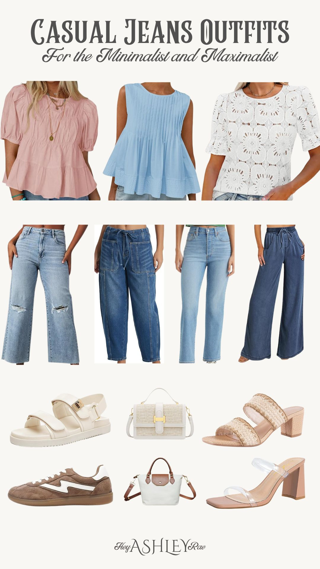 Summer outfits for every style! Yes summer jeans outfits are a thing! Pair with your favorite summer top whether short sleeve or sleeveless! 

Stretchy jeans, peplum top, eyelet top, summer style, jeans outfits, neutral heels, nude heels, barrel jeans, straight leg jeans, casual outfit 

#LTKStyleTip #LTKFindsUnder50 #LTKSeasonal