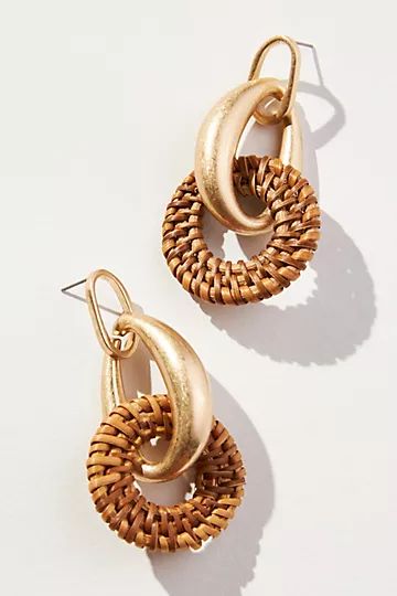 Gold Raffia Drop Earrings | Anthropologie (US)