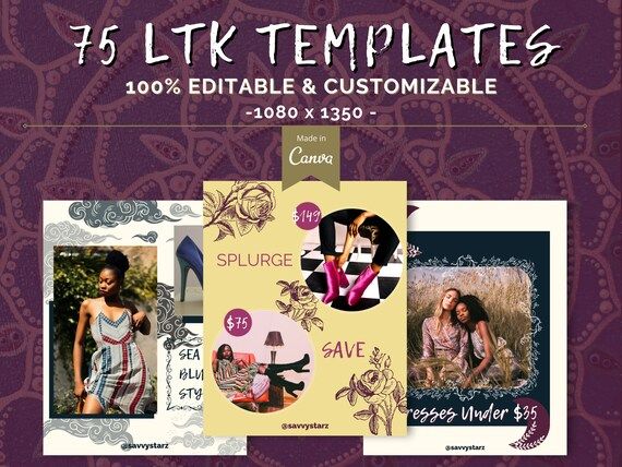 LTK Canva Templates for Liketoknow.it Affiliate Marketing - Bloggers, Influencers - Pink Fashion ... | Etsy (CAD)