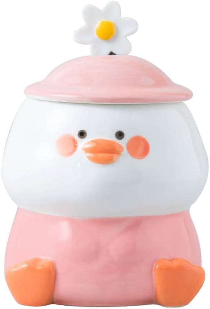 Cute 3D Duck Coffee Mug,Funny Duck Ceramic Coffee Cup with Hat Lid and Lovely Flower Spoon,Suit f... | Amazon (US)
