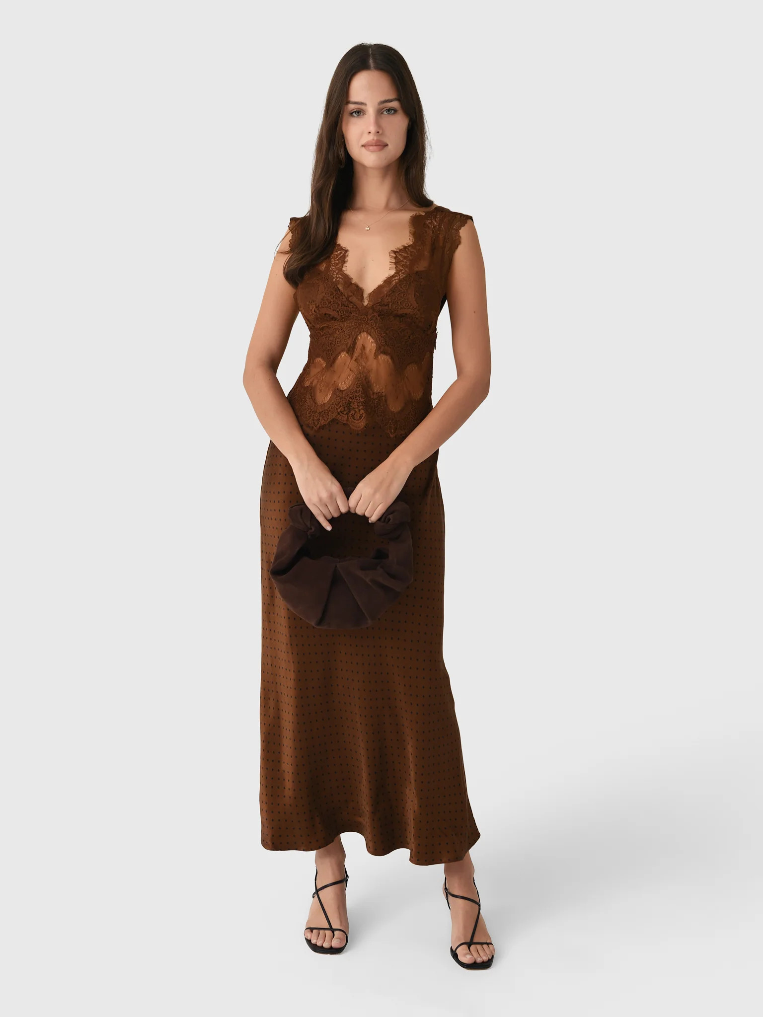 THIRD FORM
                      
                     Women's Visions Lace Deep V Maxi Dress | Saint Bernard