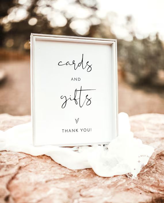 Cards and Gifts Sign  Modern Minimalist Wedding Sign Template | Etsy | Etsy (US)