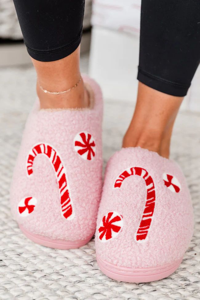 Candy Cane Slippers | Pink Lily
