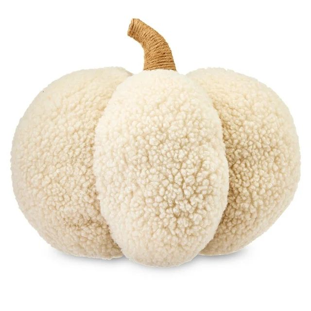 Fall Harvest Cream Fabric Pumpkin Shaped Pillow, 10", by Way To Celebrate - Walmart.com | Walmart (US)