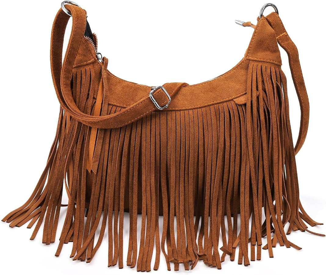 Lyellfe Fringe Purse Crossbody, Women Saddle Tassel Hobo Bag with Zipper, Western Cowgirl Fashion... | Amazon (US)