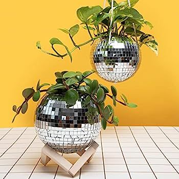 Lunar Sol - Disco Ball Planter - Hanging Macrame Rope and Wooden Stand for Desk - with Drainage Hole | Amazon (US)