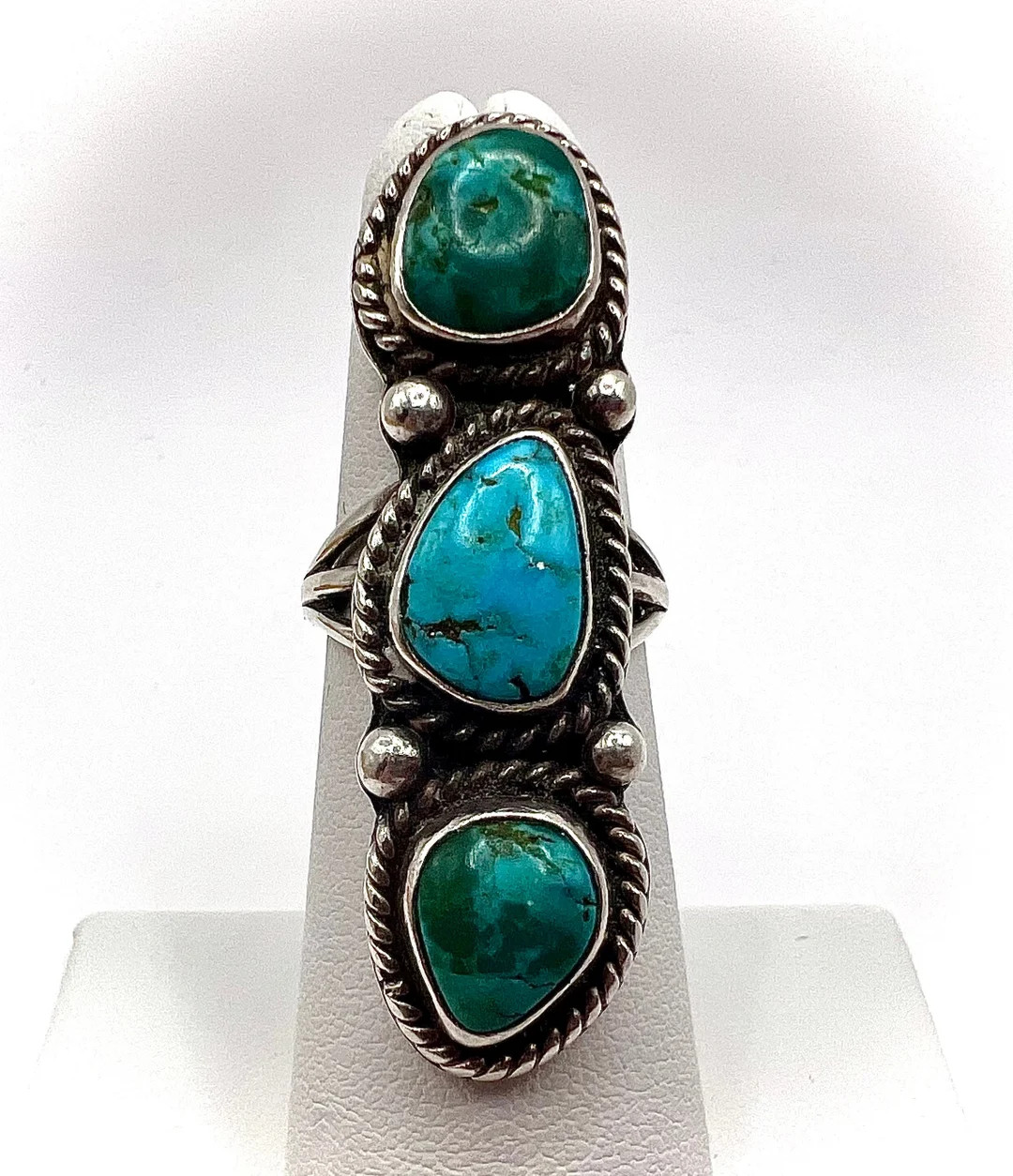 Vintage Southwestern Turquoise and Sterling Silver Ring Size - Etsy | Etsy (US)