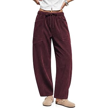 TARSE Barrel Corduroy Pants Women Wide Leg High Waisted Baggy Trousers | Amazon (US)