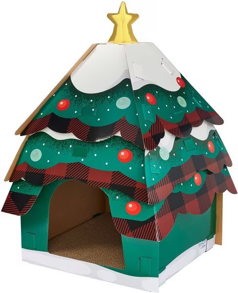 FRISCO Holiday Christmas Tree Cardboard Cat House - Chewy.com | Chewy.com