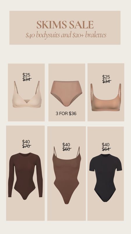 Skims sale!! $40 bodysuits, $20+ bralettes & 3 for $36 undies! These are some of my favorites from Skims - they’re all so comfy!

Skims, on sale, skims bodysuit, slims undies, skims bra, skims top, seamless top, seamless undies 

#LTKfindsunder50 #LTKfindsunder100

#LTKSeasonal