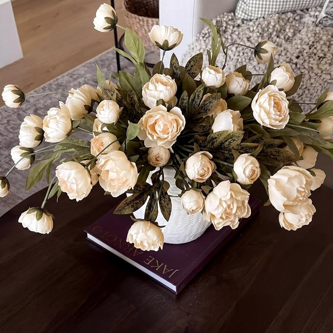 8 Pcs Faux Peony Stems Flowers Bulk Vintage Artificial Silk Peonies Stems Real Look Fake Peonies ... | Amazon (US)
