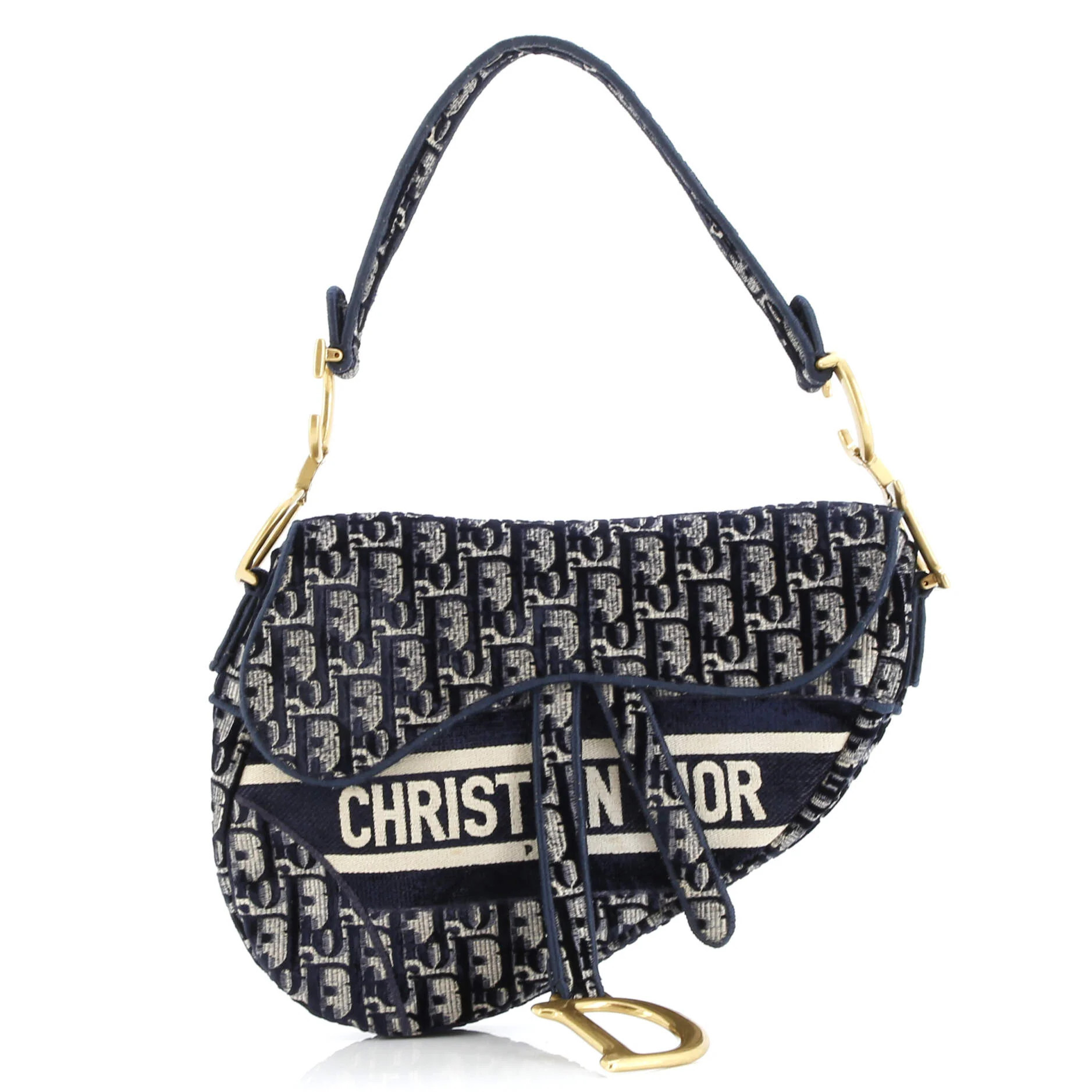Pre-Loved Christian Dior Saddle Handbag Logo Embroidered Oblique Velvet Medium | Zulily
