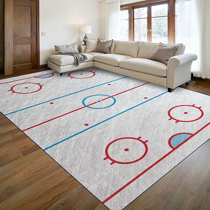 8x10 Area Rugs Washable Rug for Living Room Hockey Rink Hockey Rink Box Carpet for Dining Room Ru... | Amazon (US)