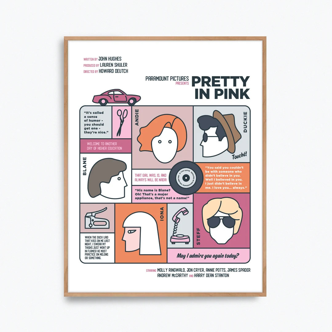 Pretty in Pink Movie Poster Print Alternative Fan Art Re-imagined by Prints and the Revolution St... | Etsy (US)