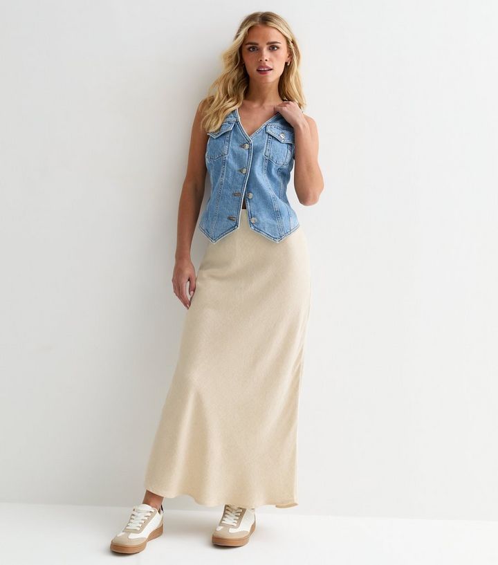 Petite Stone Linen-Look Maxi Skirt | New Look | New Look (UK)