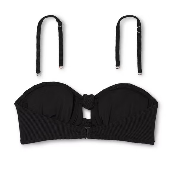 Women's Ribbed Knot-Front Bandeau Bikini Top - Shade & Shore™ Black | Target