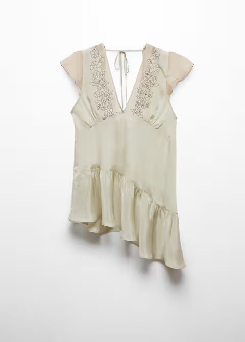 Embroidered asymmetric blouse -  Women | Mango United Kingdom | MANGO (UK)