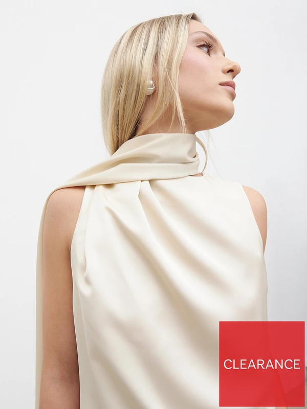 Pretty Lavish Breya Scarf Satin Top - Cream | Very (UK)